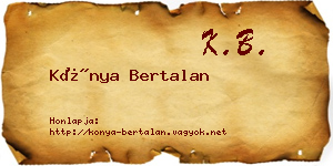 Kónya Bertalan névjegykártya